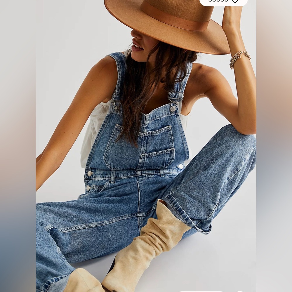 We The Free People Ziggy Denim Overall in Powder Blue Size XS